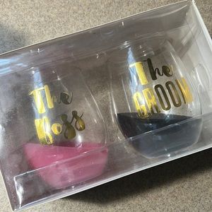 The boss the groom wine glasses